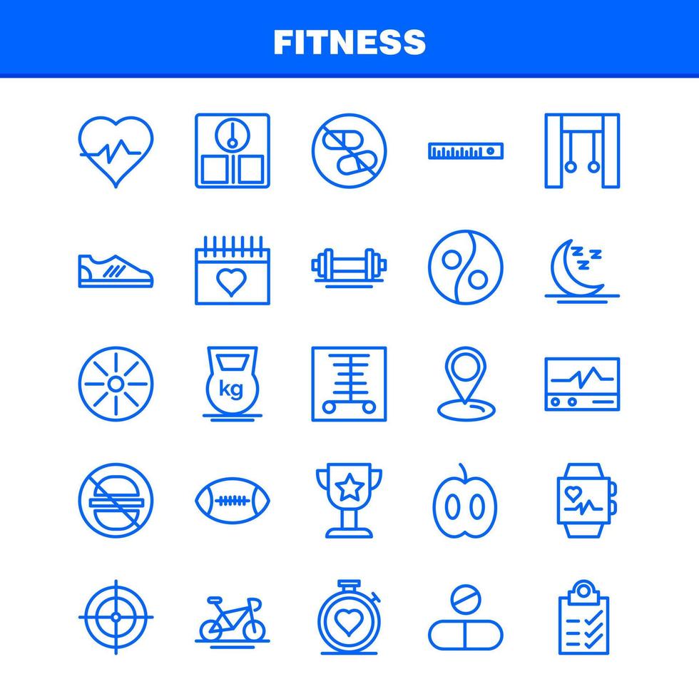 Fitness-Line-Icon-Pack für Designer und Entwickler Symbole des medizinischen Scanner-Statistik-Monitors medizinischer Fitness-Gesundheitswesen-Fitness-Vektor vektor