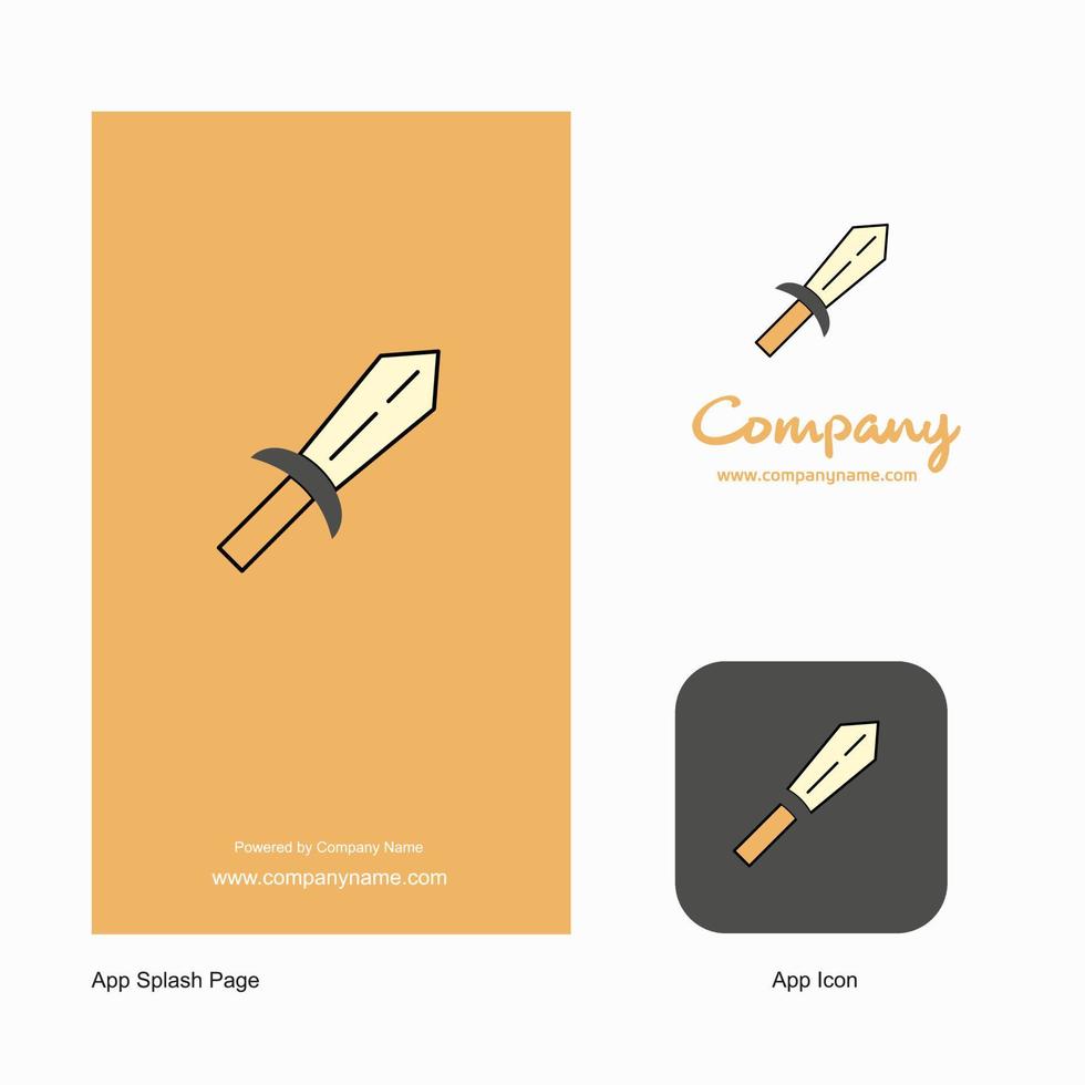 svärd företag logotyp app ikon och stänk sida design kreativ företag app design element vektor