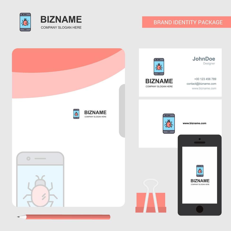 Bug auf einer Smartphone-Business-Logo-Datei-Cover-Visitenkarte und mobile App-Design-Vektor-Illustration vektor