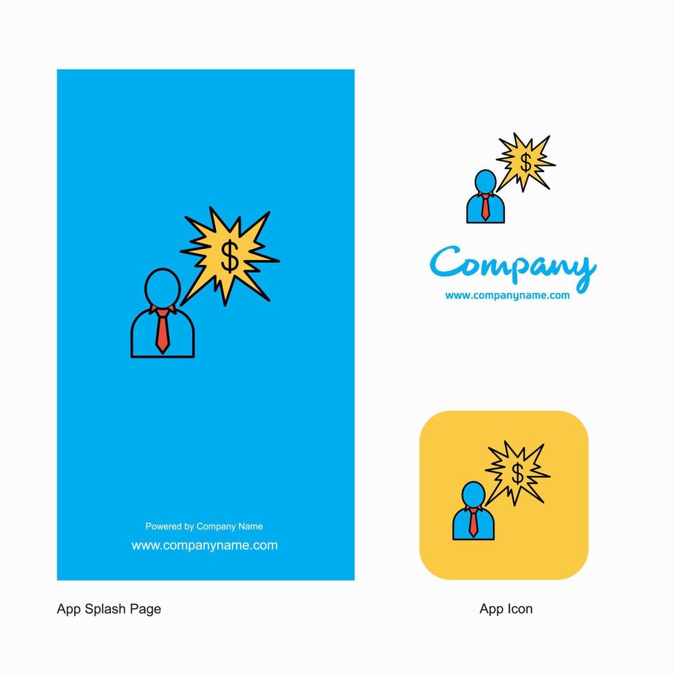 tänkande handla om dollar företag logotyp app ikon och stänk sida design kreativ företag app design element vektor