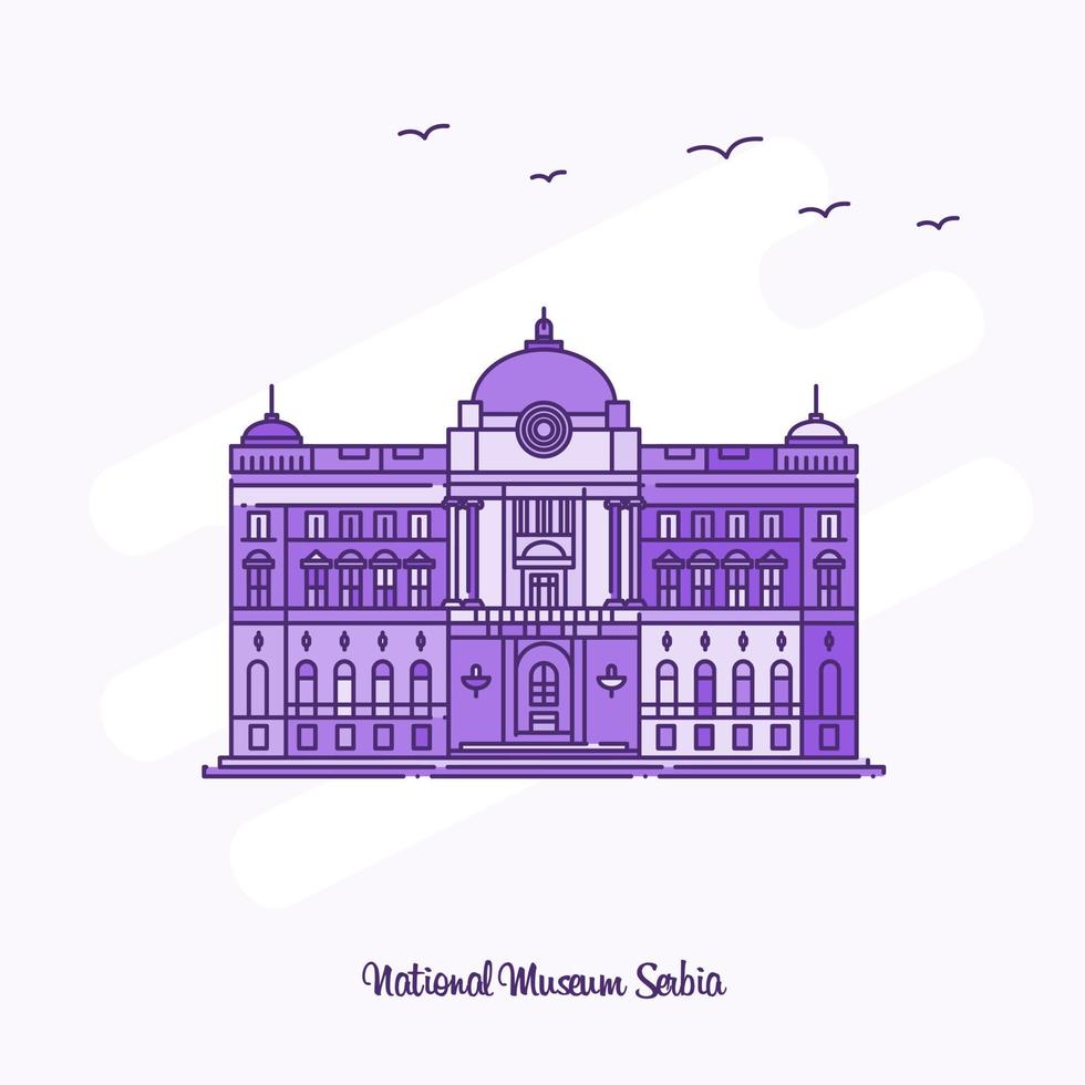 nationell museum serbia landmärke lila prickad linje horisont vektor illustration