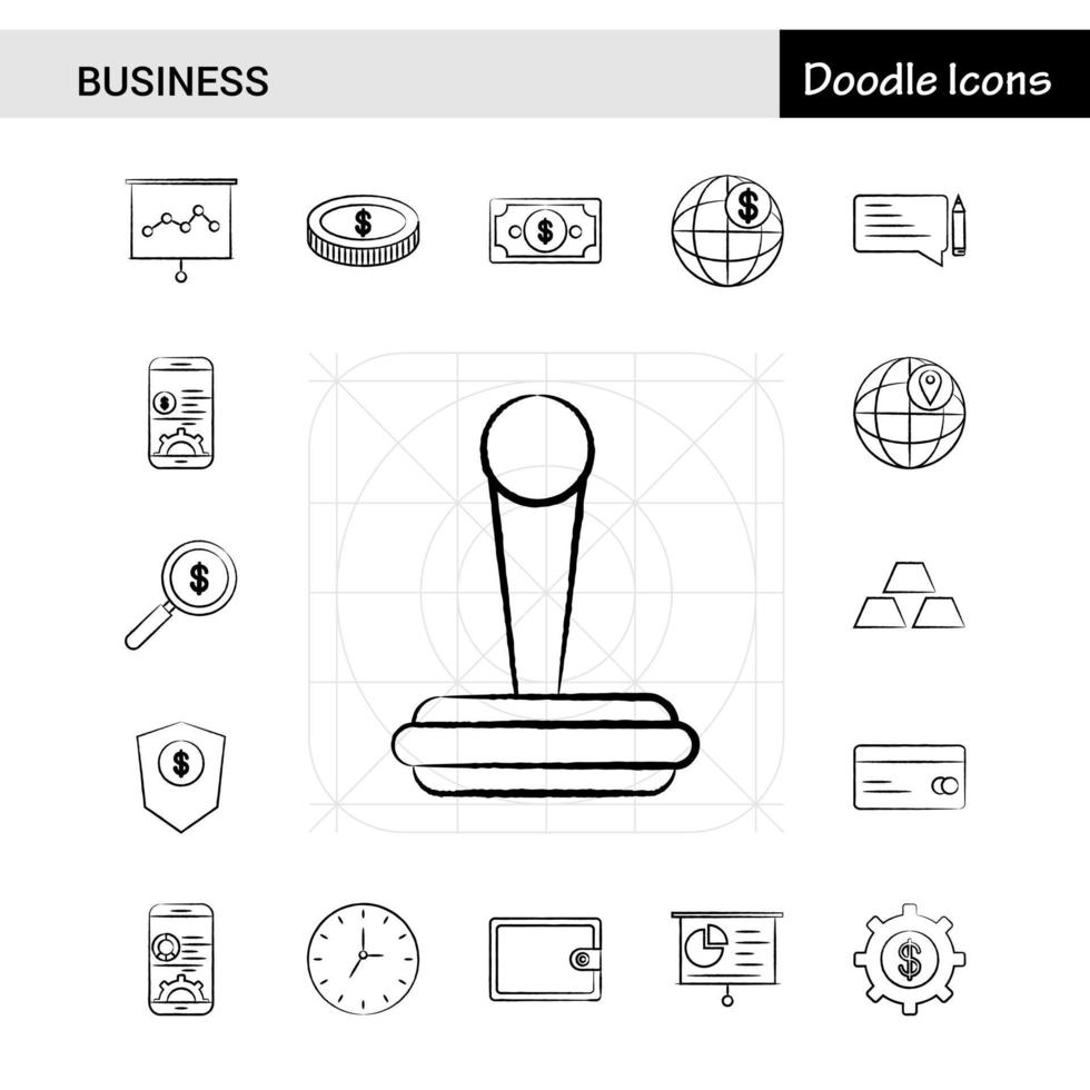 Satz von 17 handgezeichneten Business-Icon-Sets vektor