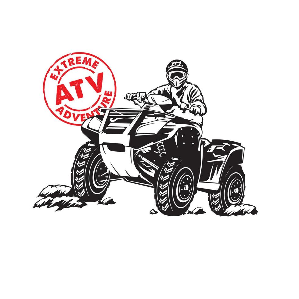 atv racing extremes abenteuer, perfekt für t-shirt-design und rennveranstaltungslogo vektor