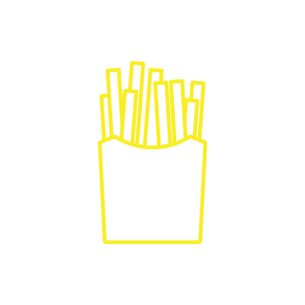 eps10 gelbes Vektor-Fast-Food-Pommes-Symbol isoliert auf weißem Hintergrund. Gebratene Pommes Frites in einem Paketsymbol in einem einfachen, flachen, trendigen, modernen Stil für Ihr Website-Design, Logo und mobile App vektor