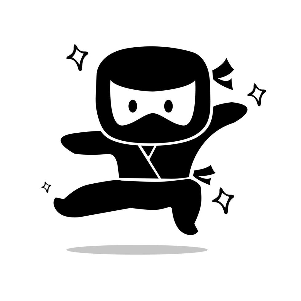 sida sparka söt ninja på vit bakgrund vektor