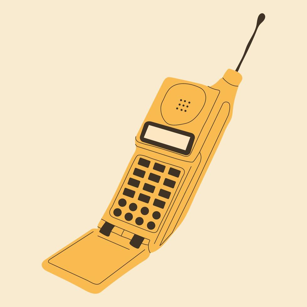 gammal telefon med antenn.vector i tecknad serie stil. Allt element är isolerat vektor