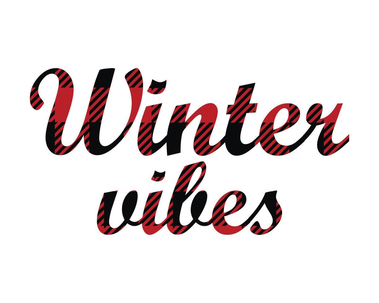 vinter- vibrafon - söt säsong- text. ord med traditionell klassisk buffel pläd skogsarbetare prydnad, röd och svart dam vektor