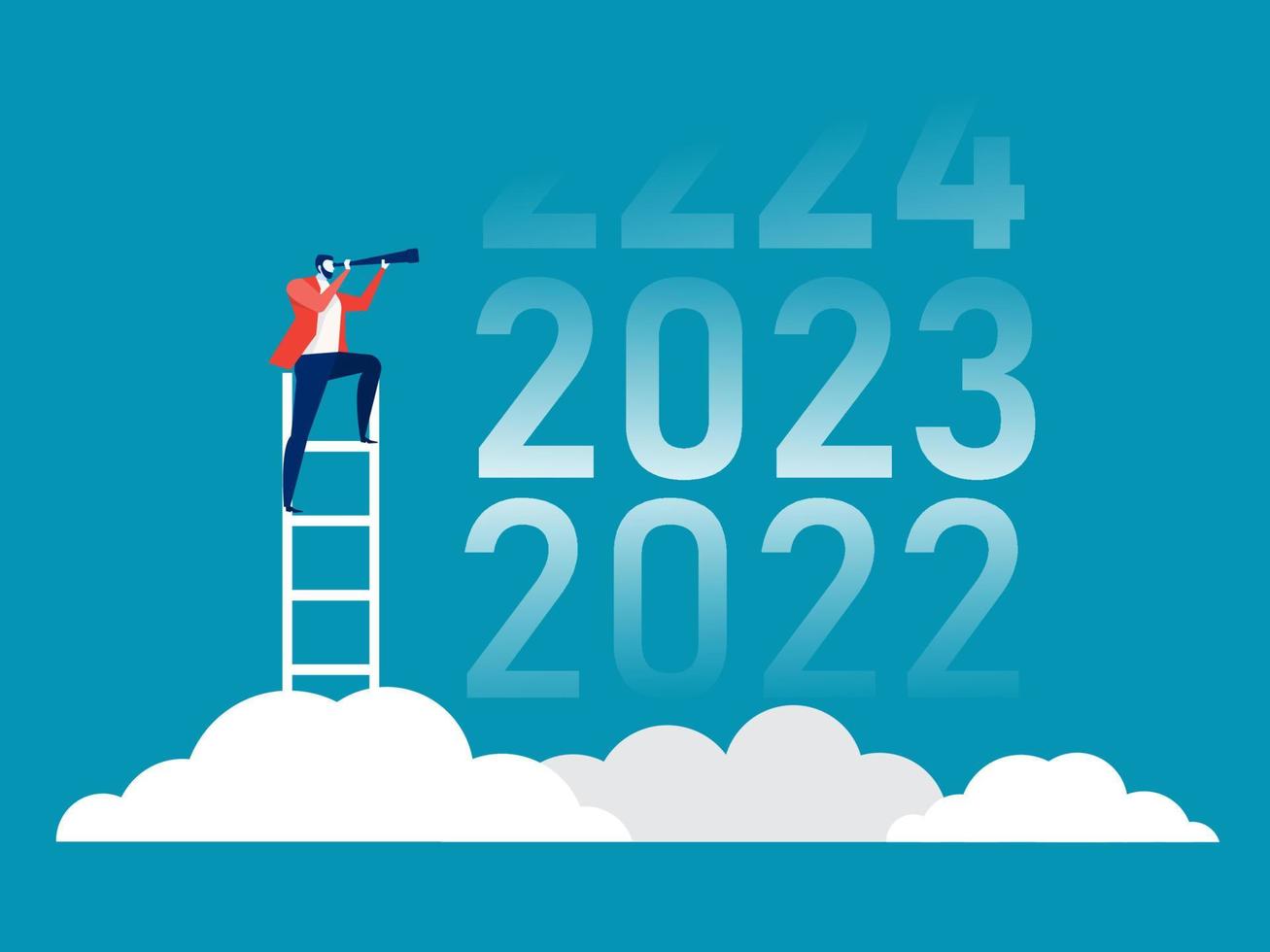 företag syn med kikare för möjligheter i spyglass på 4q av 2021,2022,2023,2024 de mål vidare vektor