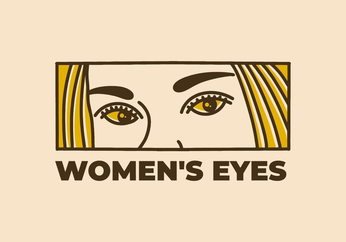Vintage Kunstillustration der Augen der Frauen vektor