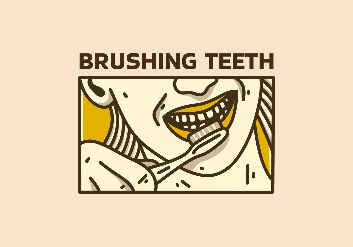 årgång konst illustration av kvinna pensling tänder vektor