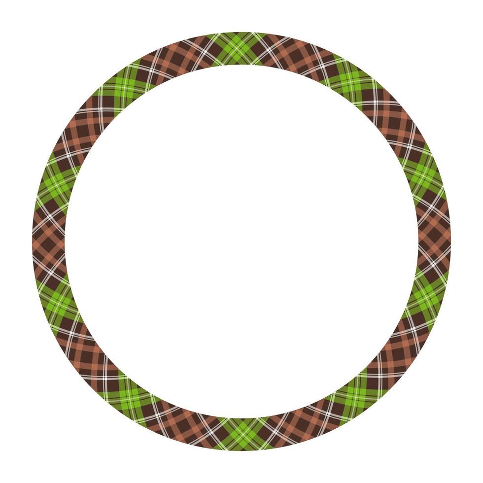 Kreisränder und Rahmenvektor. rundes Grenzmuster geometrisches Vintage-Rahmendesign. Schottische Tartan-Plaid-Stoffstruktur. vorlage für geschenkkarte, collage, sammelalbum oder fotoalbum und porträt. vektor