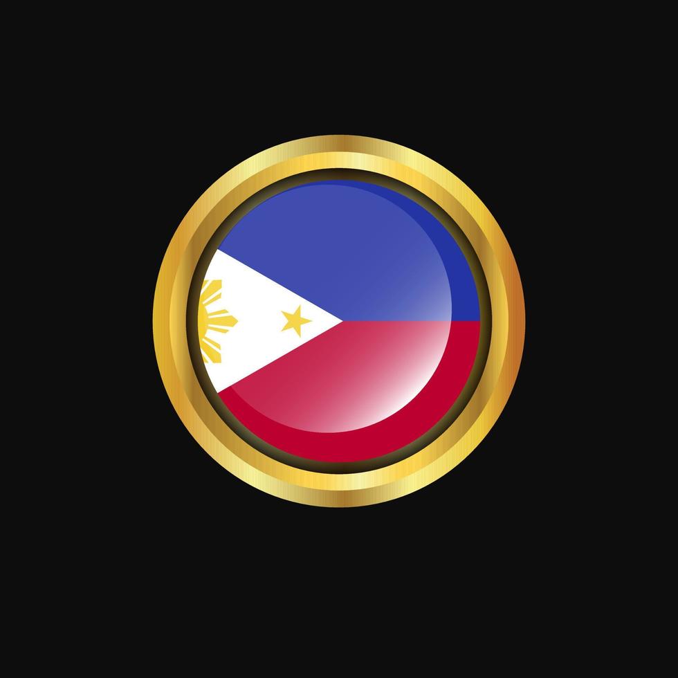 filipiner flagga gyllene knapp vektor
