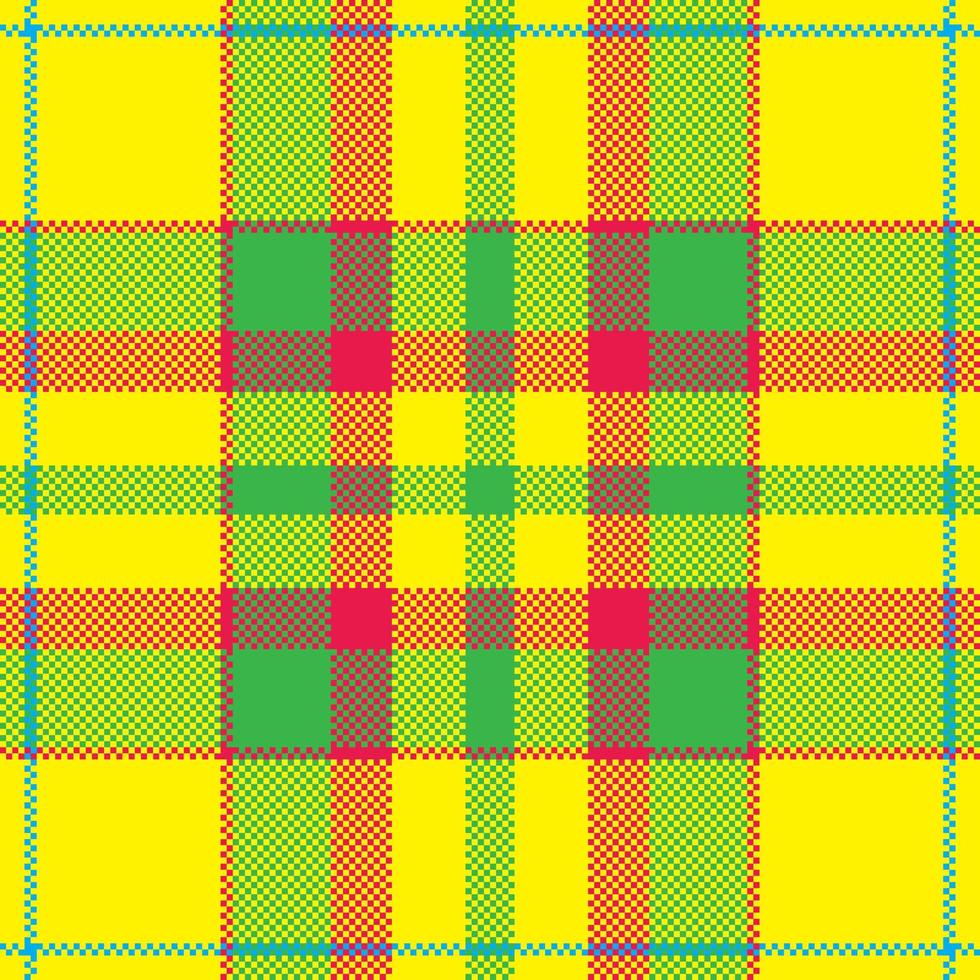 pixel bakgrund vektor design. modern sömlös mönster pläd. fyrkant textur tyg. tartan skott textil. skönhet Färg madras prydnad.