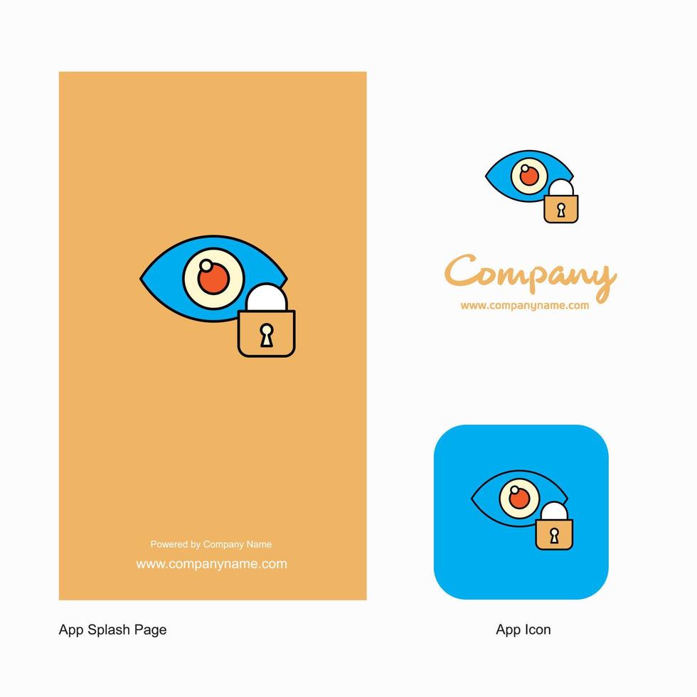 Auge gesperrtes Firmenlogo-App-Symbol und Splash-Page-Design kreative Business-App-Designelemente vektor