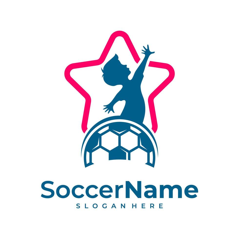 Kinder-Fußball-Logo-Vorlage, Fußball-Logo-Design-Vektor vektor