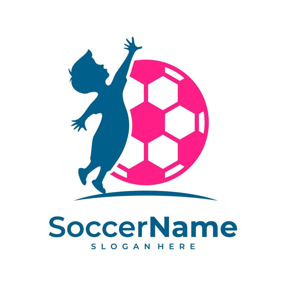 Kinder-Fußball-Logo-Vorlage, Fußball-Logo-Design-Vektor vektor