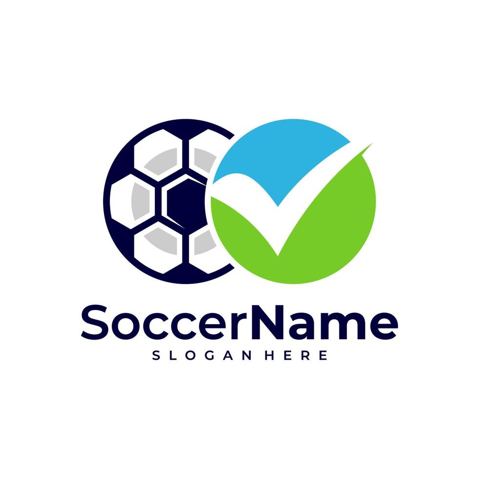 Überprüfen Sie die Fußball-Logo-Vorlage, den Fußball-Check-Logo-Designvektor vektor