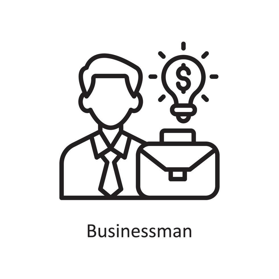 internationell affärsman vektor översikt ikon design illustration. företag och finansiera symbol på vit bakgrund eps 10 fil