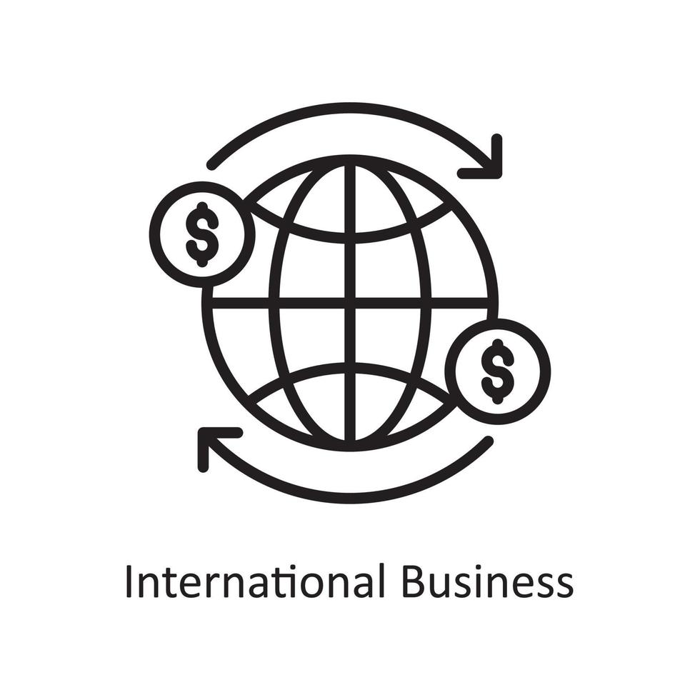internationell företag vektor översikt ikon design illustration. företag och finansiera symbol på vit bakgrund eps 10 fil