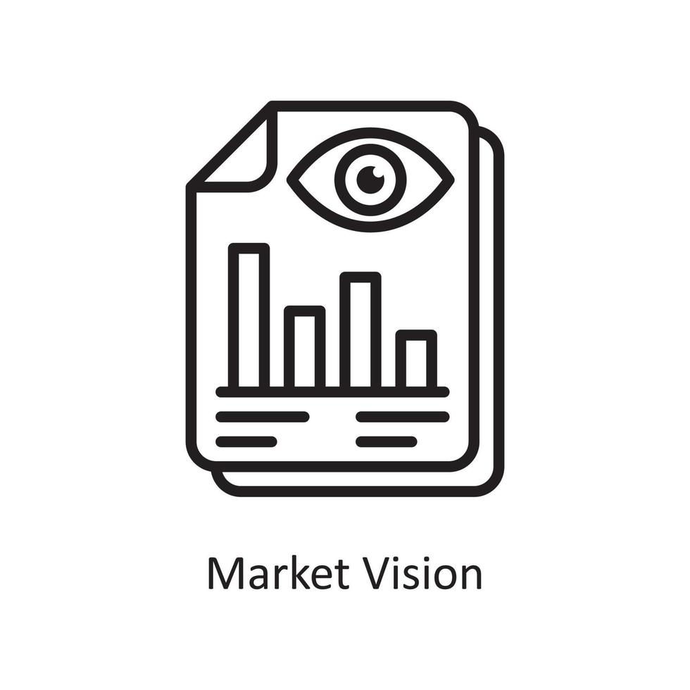 marknadsföra syn vektor översikt ikon design illustration. företag och finansiera symbol på vit bakgrund eps 10 fil