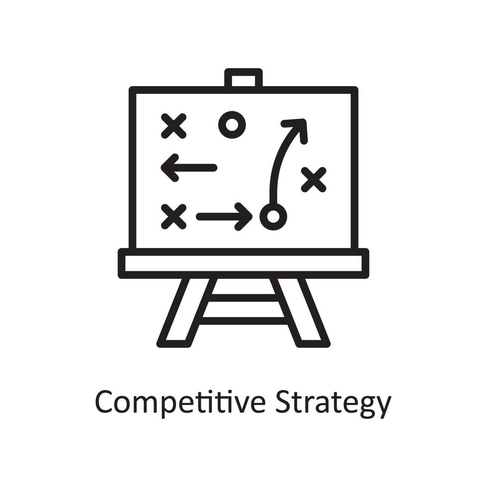 Wettbewerbsstrategie Vektor Umriss Icon Design Illustration. Geschäfts- und Finanzsymbol auf Datei des weißen Hintergrundes ENV 10