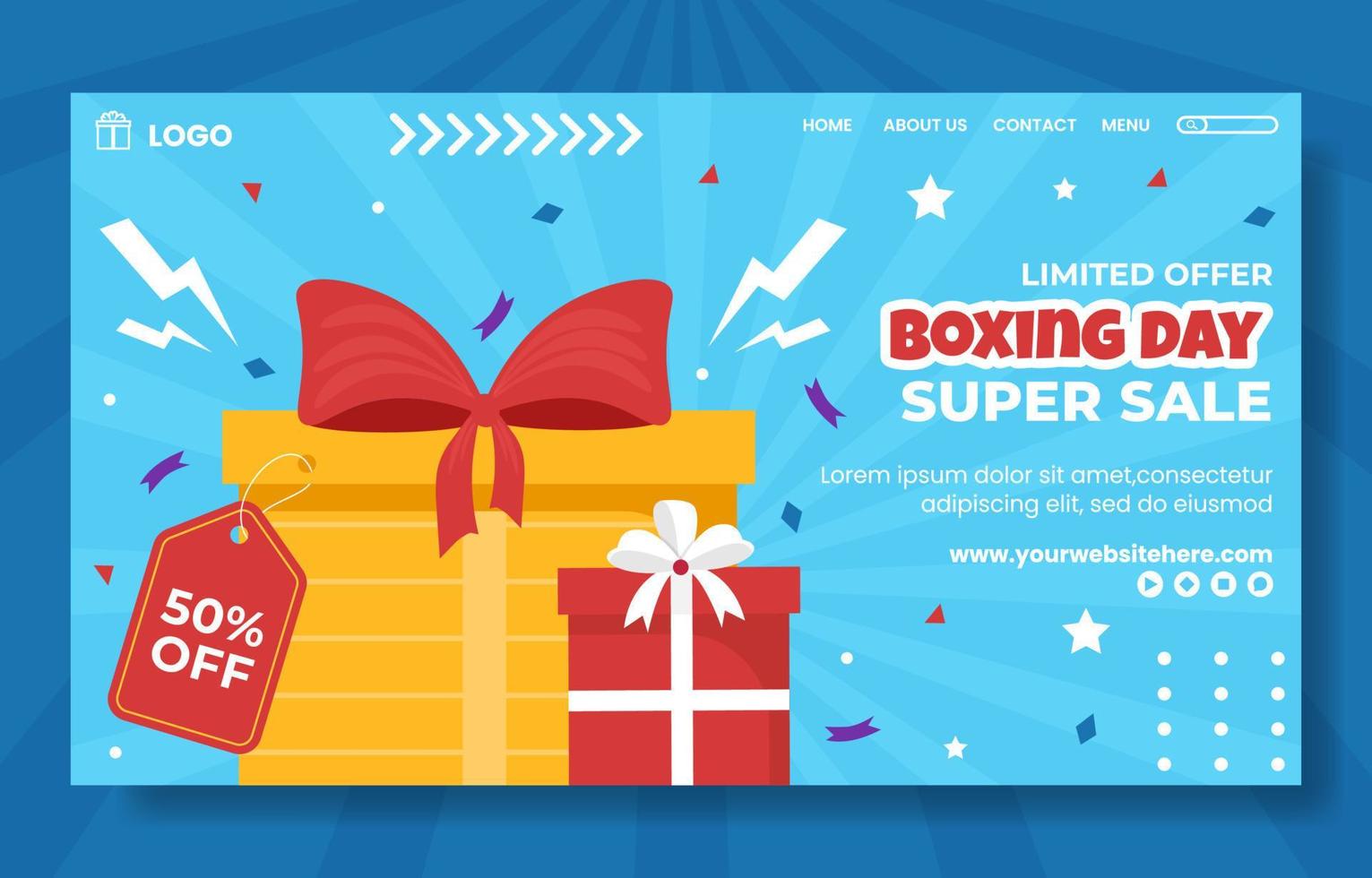 boxing day sale social media landingpage flache cartoon hand gezeichnete vorlagen illustration vektor