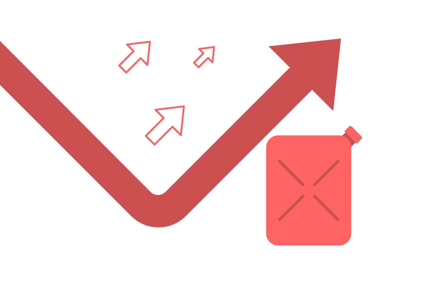 de begrepp av stigande bränsle priser. röd cistern med upp pil vektor