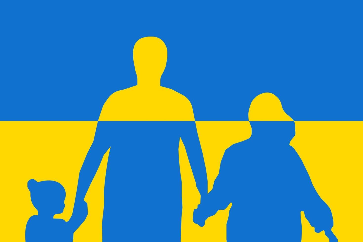 patriotisk ukrainska familj illustration. be för ukraina vektor