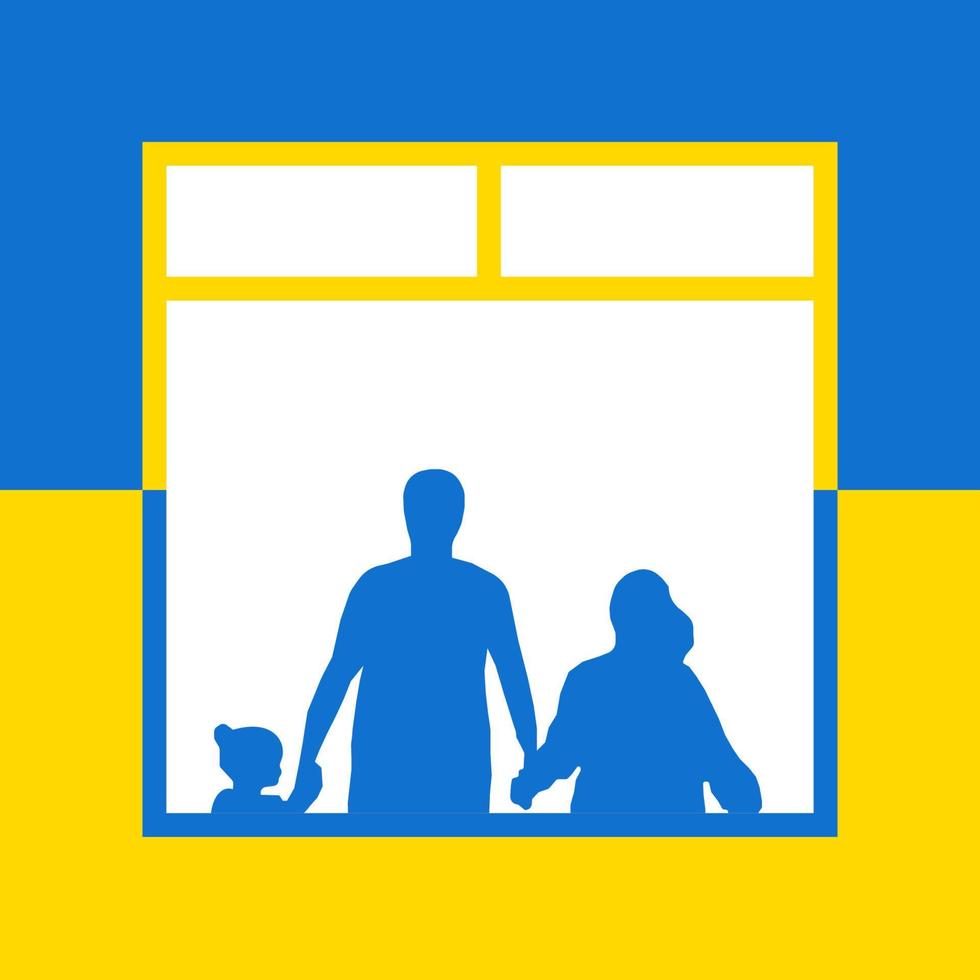 patriotische ukrainische familienillustration. bete für die Ukraine vektor