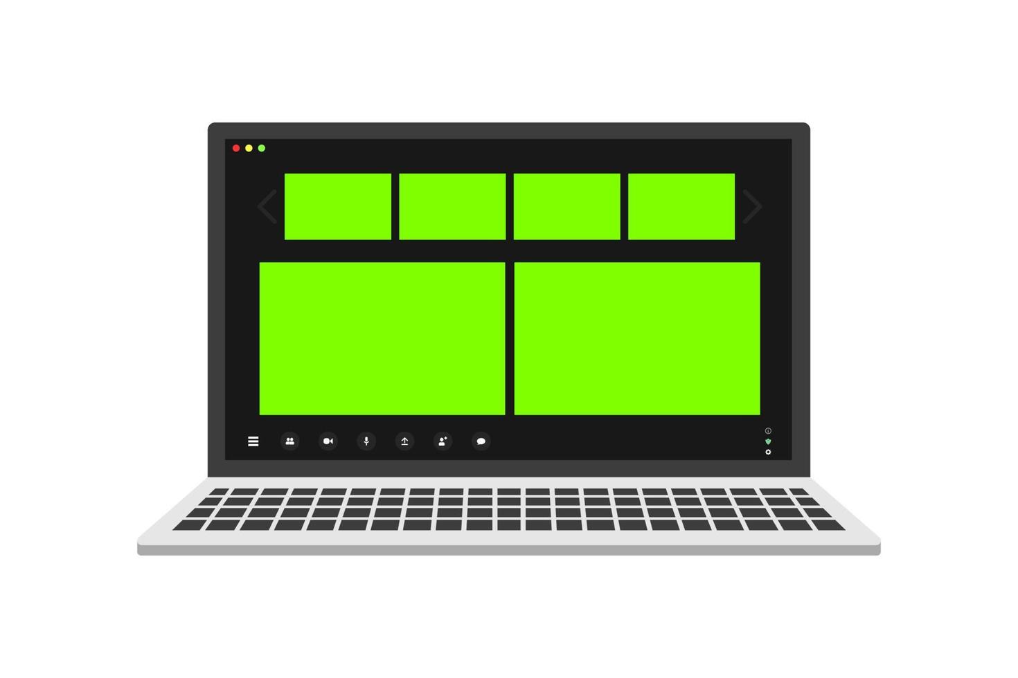 Videokonferenz-Benutzeroberfläche auf dem Laptop. Fensterüberlagerung für Videoanrufe. Chromakey-Fenster vektor