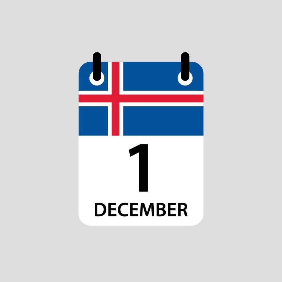 Lycklig oberoende island dag. kalender med Semester vektor