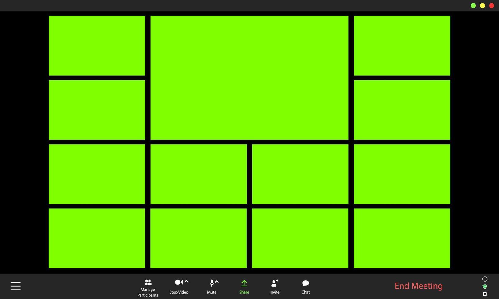 Videokonferenz-UI. Fensterüberlagerung für Videoanrufe. Chromakey-Fenster vektor