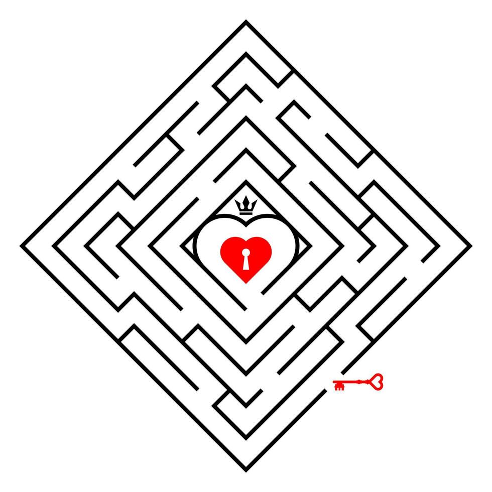 hjärta krona diamant labyrint pussel spel vektor