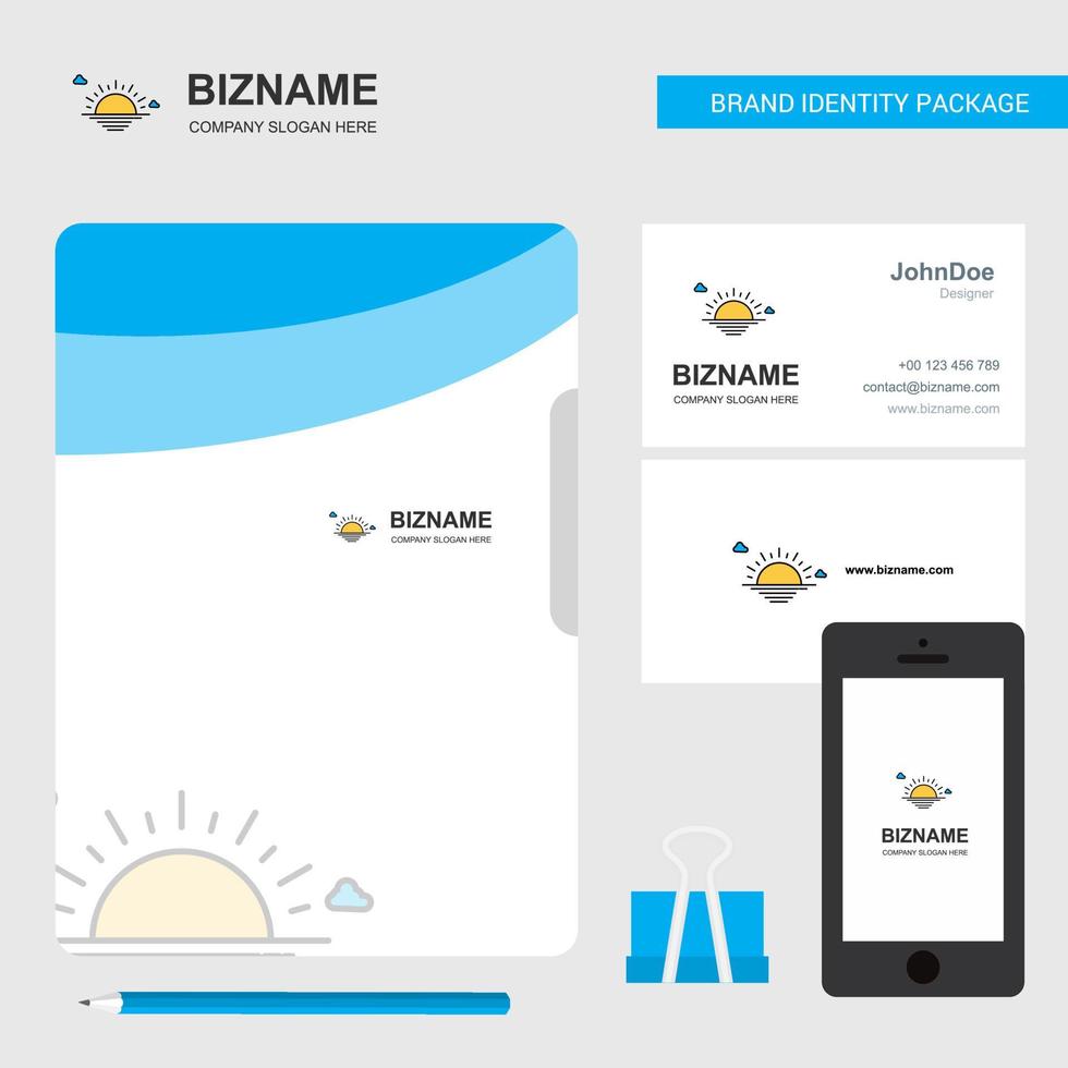 solnedgång företag logotyp fil omslag besöker kort och mobil app design vektor illustration