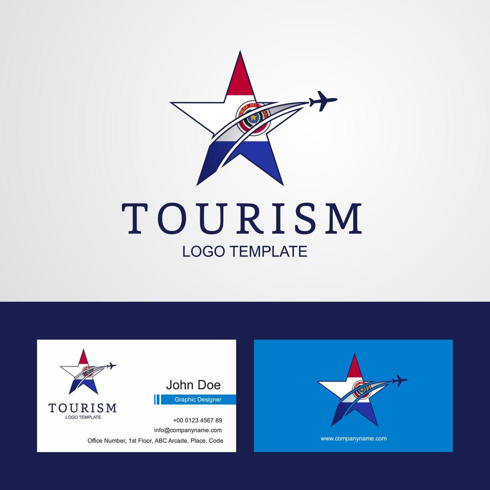 reise paraguay flagge kreatives sternlogo und visitenkartendesign vektor