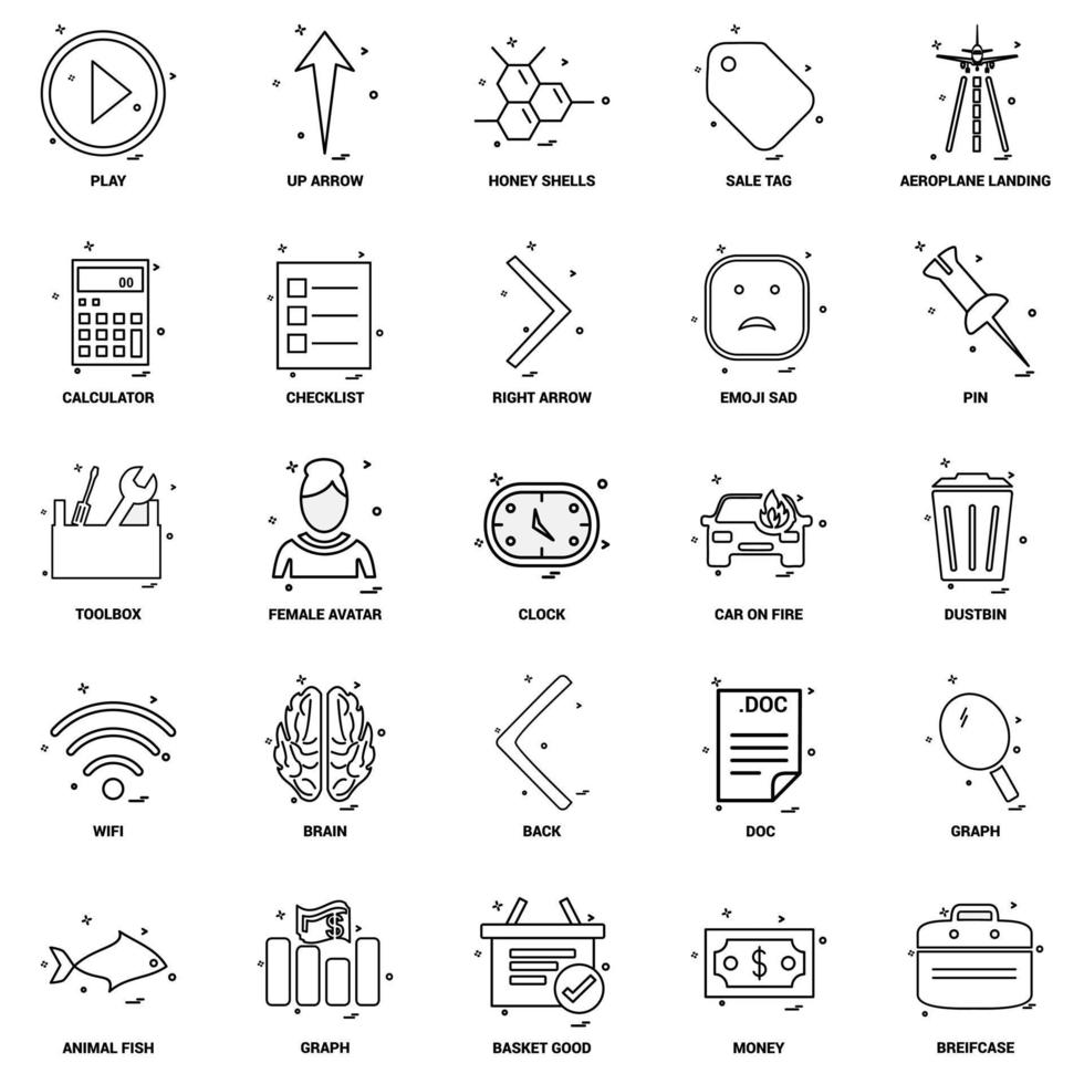 25 Business-Konzept-Mix-Linie-Icon-Set vektor