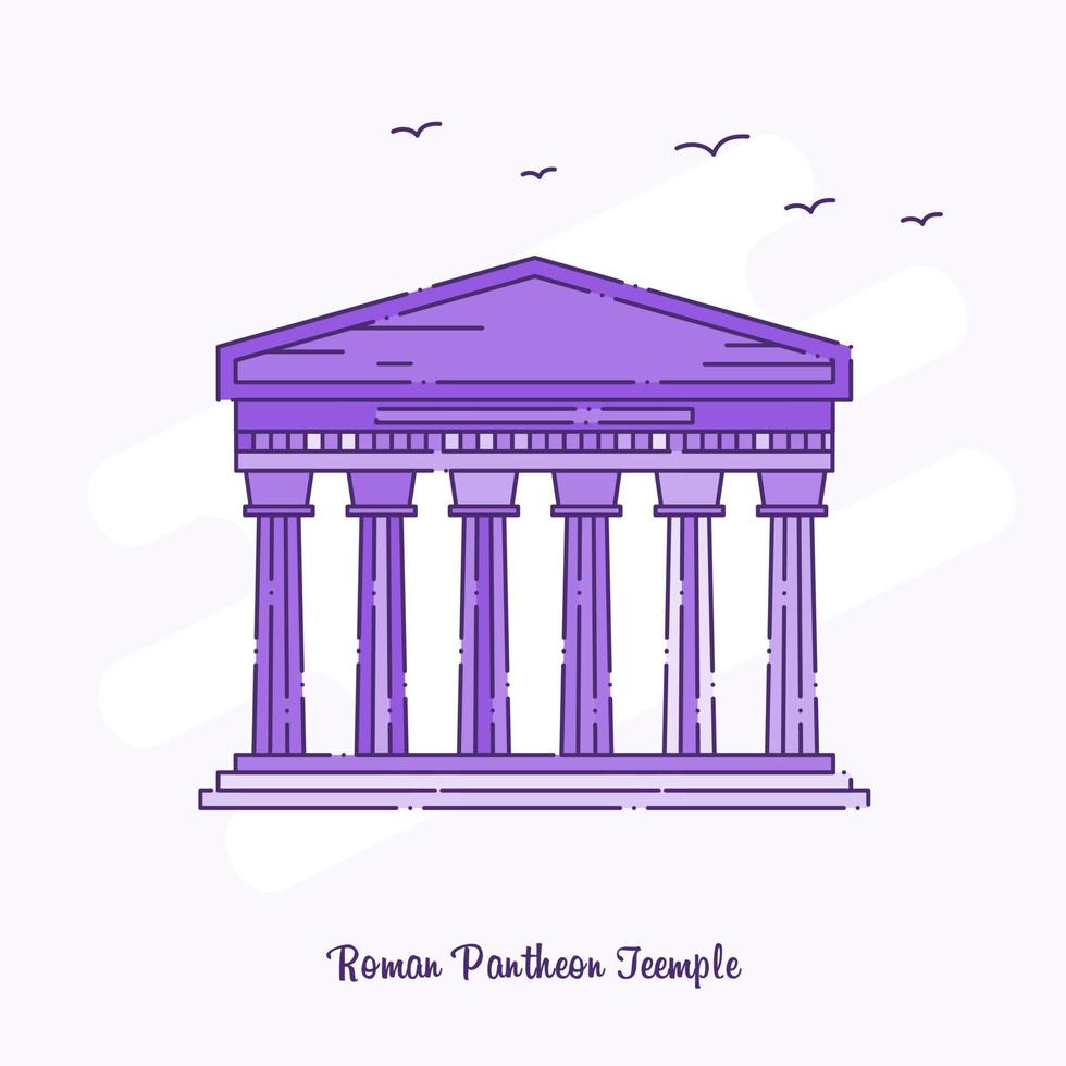 roman pantheon tempel landmärke lila prickad linje horisont vektor illustration