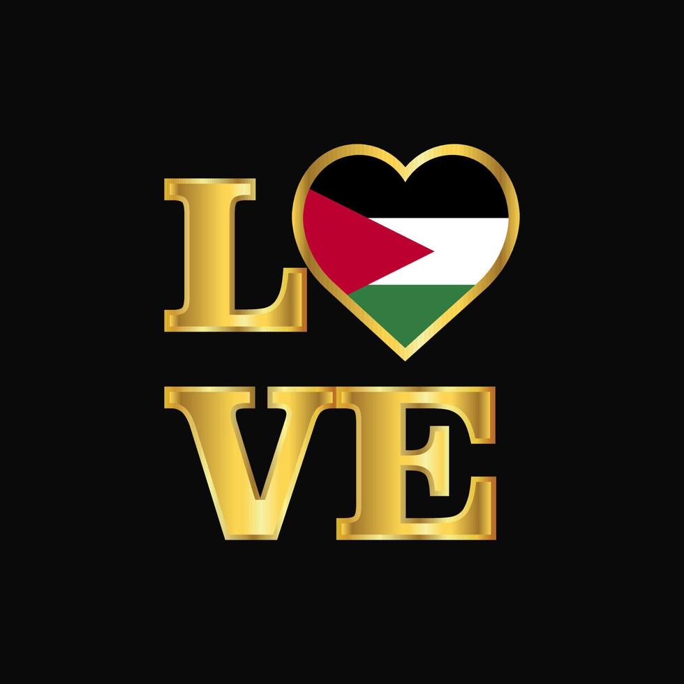 kärlek typografi jordan flagga design vektor guld text