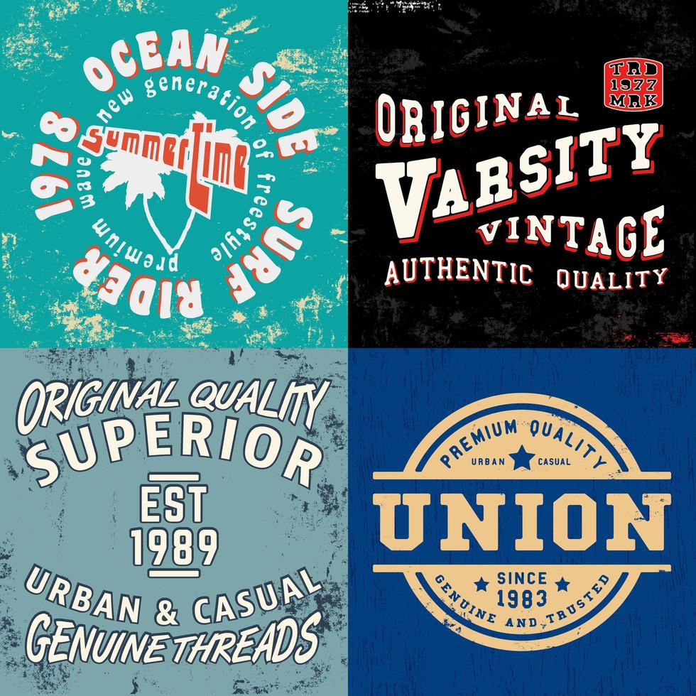 uppsättning vintage designtryck för t-shirts vektor