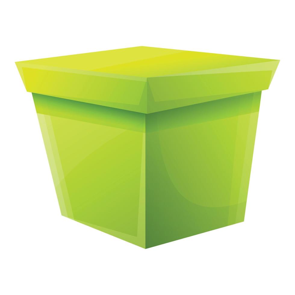 grön gåva låda ikon, tecknad serie stil vektor