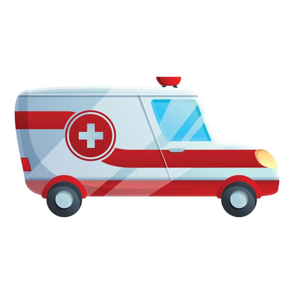 hjälp ambulans bil ikon, tecknad serie stil vektor