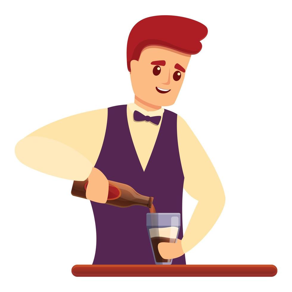 bar bartender ikon, tecknad serie stil vektor