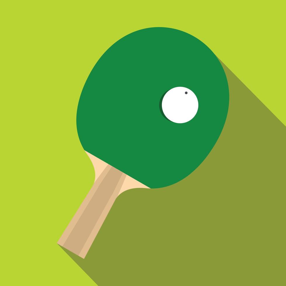 grüner Schläger zum Spielen von Tischtennis flache Ikone vektor