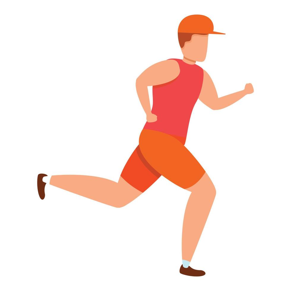 pojke löpning ikon, tecknad serie stil vektor