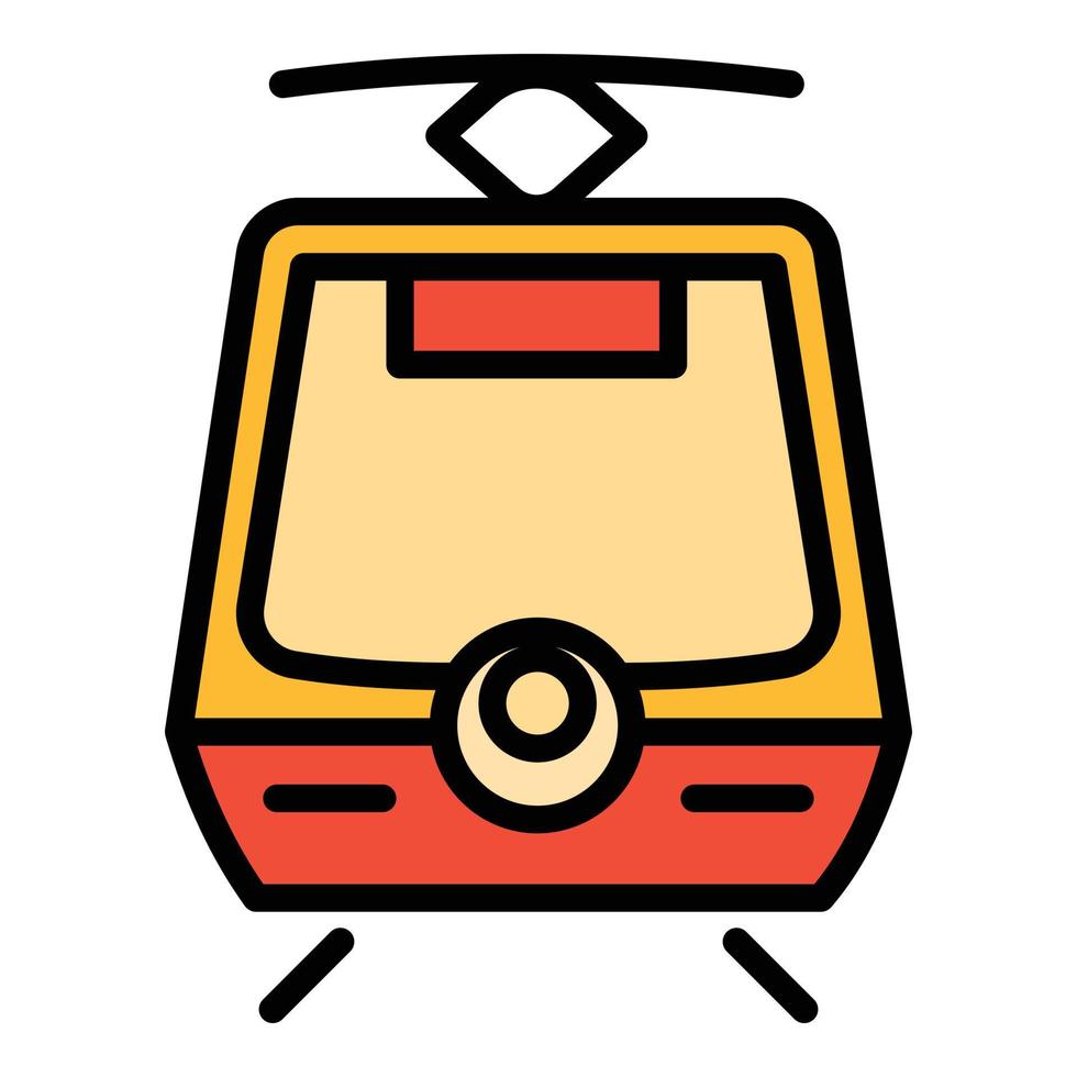 stad spårvagn bil ikon, översikt stil vektor
