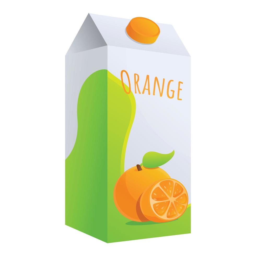 orange juice paket ikon, tecknad serie stil vektor