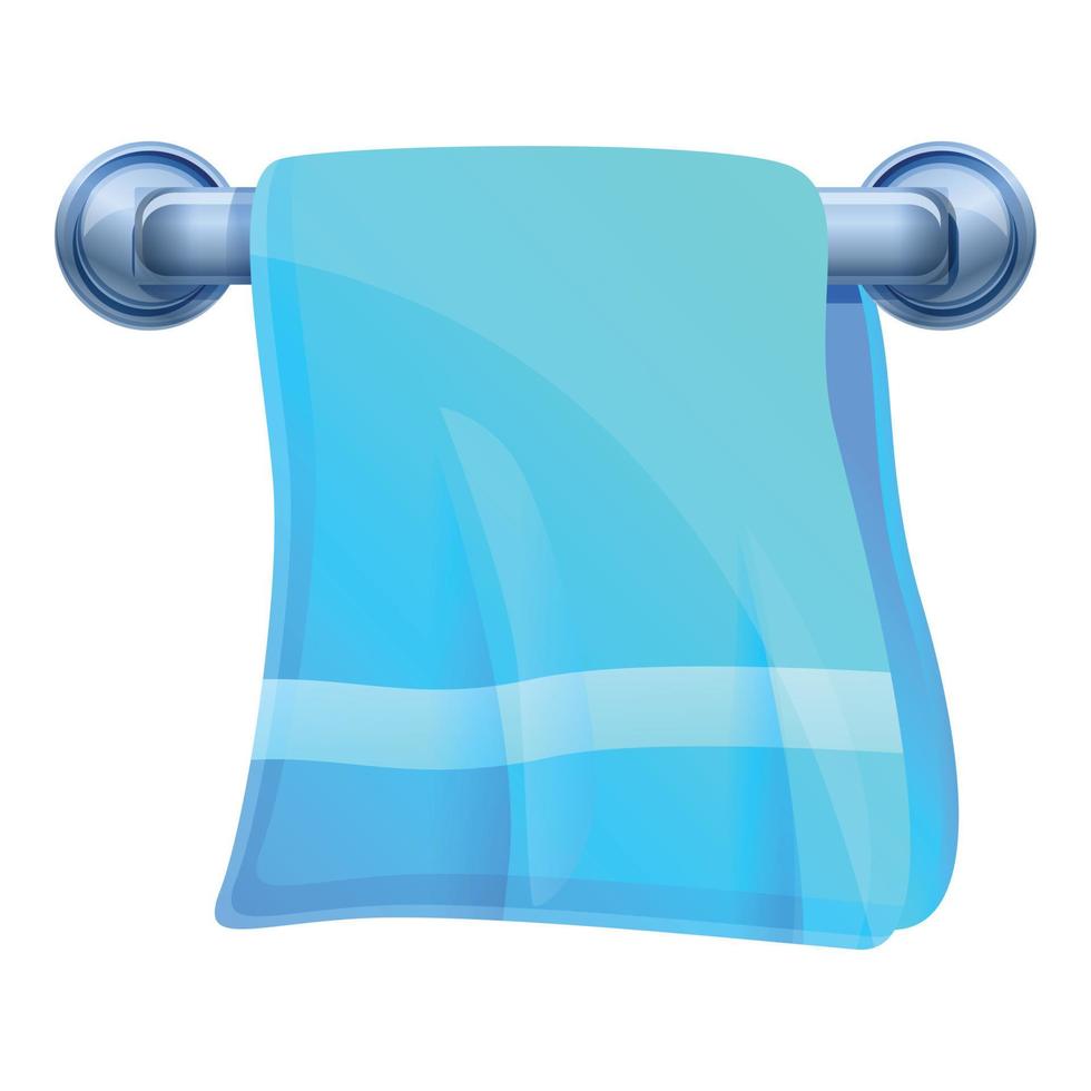 blaues Handtuch auf Kleiderbügel-Symbol, Cartoon-Stil vektor