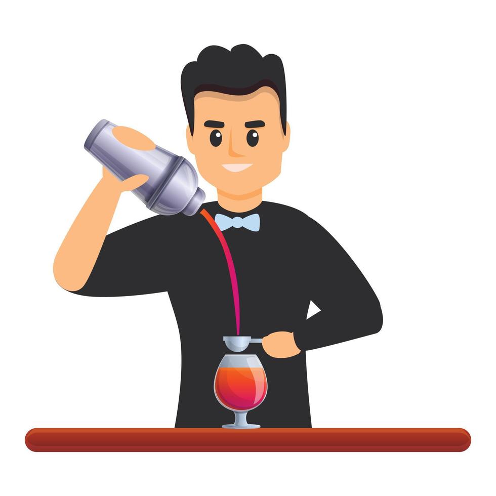 bartender göra cocktail ikon, tecknad serie stil vektor