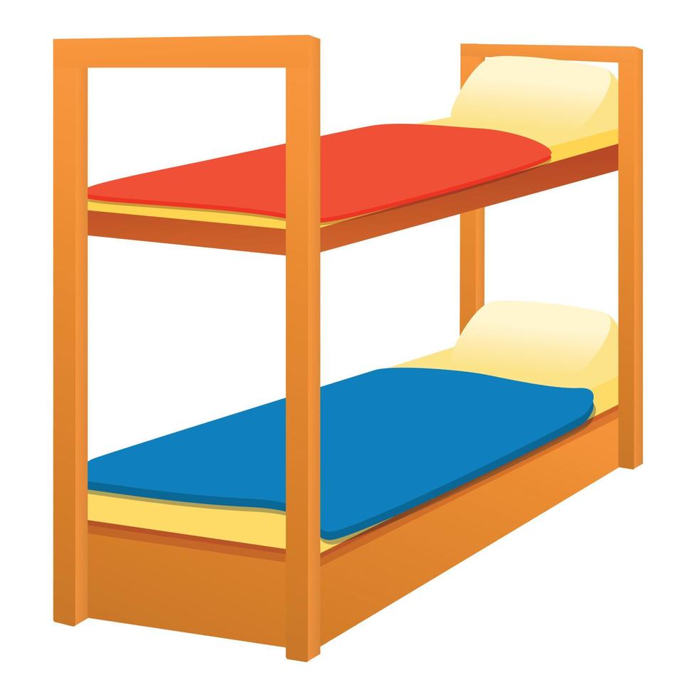 dubbel- sovbrits säng ikon, tecknad serie stil vektor