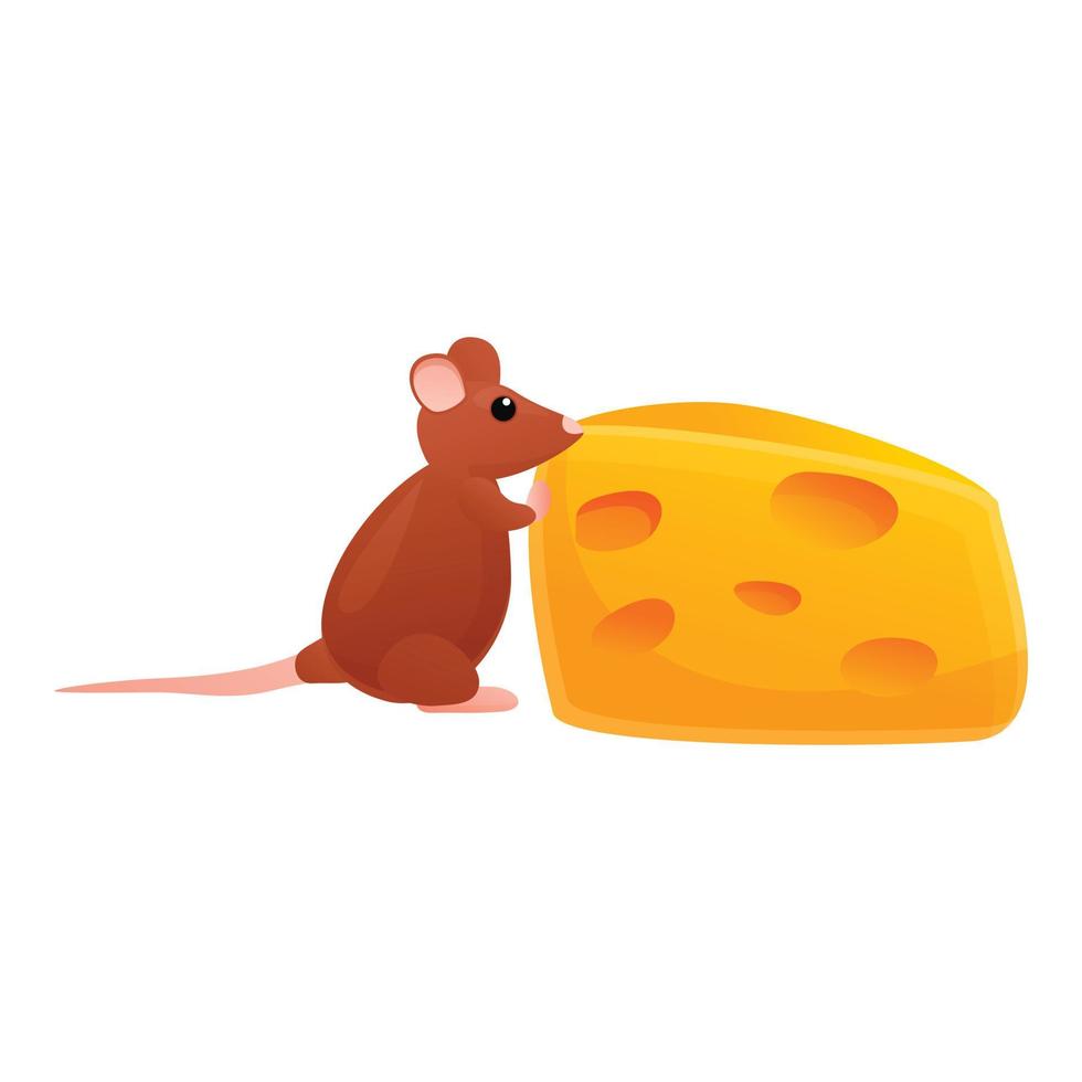 großes Käsestück-Mäuse-Symbol, Cartoon-Stil vektor